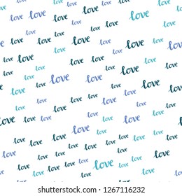 Dark Blue, Green vector seamless pattern with phrase LOVE YOU. Colorful illustration with quote LOVE YOU in celebration style. Design for wallpaper, fabric makers.