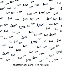 Dark Blue, Green vector seamless pattern with phrase LOVE YOU. Phrase LOVE YOU with colorful gradient in abstract style. Pattern for trendy fabric, wallpapers.