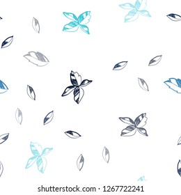 Dark Blue, Green vector seamless doodle pattern with leaves. Doodle illustration of leaves in Origami style with gradient. Design for textile, fabric, wallpapers.