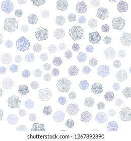 Dark Blue, Green vector seamless abstract background with flowers. Illustration with colorful abstract doodle flowers. Design for textile, fabric, wallpapers.