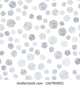 Dark Blue, Green vector seamless doodle background with flowers. Brand new colored illustration with flowers. Texture for window blinds, curtains.
