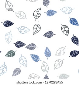 Dark Blue, Green vector seamless doodle template with leaves. An elegant bright illustration with leaves in Natural style. Pattern for trendy fabric, wallpapers.
