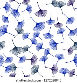 Dark Blue, Green vector seamless natural artwork with leaves. Glitter abstract illustration with doodles and leaves. Design for textile, fabric, wallpapers.
