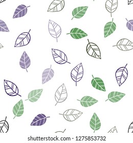 Dark Blue, Green vector seamless natural pattern with leaves. Sketchy doodles with leaves on blurred background. Template for business cards, websites.