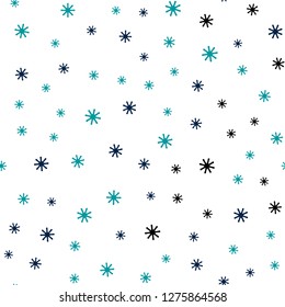 Dark Blue, Green vector seamless layout with bright snowflakes. Shining colorful illustration with snow on abstract template. Design for textile, fabric, wallpapers.