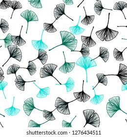 Dark Blue, Green vector seamless natural background with leaves. Doodle illustration of leaves in Origami style with gradient. Design for wallpaper, fabric makers.