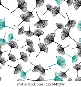 Dark Blue, Green vector seamless abstract background with leaves. Shining colored illustration with leaves in doodle style. Design for textile, fabric, wallpapers.