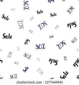 Dark Blue, Green vector seamless template with 30% selling. Colorful set of  percentage signs in simple style. Template for season sales, shopping ads.