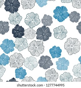 Dark Blue, Green vector seamless abstract pattern with flowers. Illustration with colorful abstract doodle flowers. Pattern for design of fabric, wallpapers.