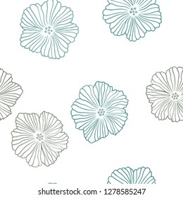 Dark Blue, Green vector seamless abstract backdrop with flowers. Glitter abstract illustration with flowers. Pattern for design of fabric, wallpapers.