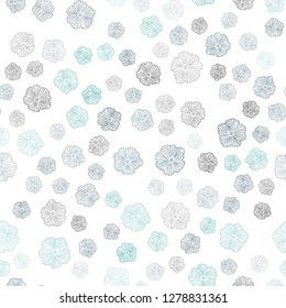 Dark Blue, Green vector seamless abstract backdrop with flowers. Colorful illustration in doodle style with flowers. Texture for window blinds, curtains.
