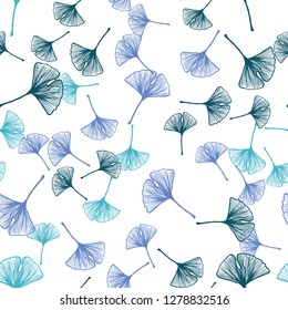 Dark Blue, Green vector seamless doodle layout with leaves. Decorative illustration with doodles on abstract template. Pattern for design of fabric, wallpapers.
