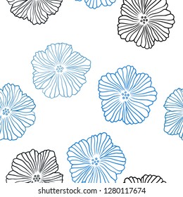 Dark Blue, Green vector seamless elegant background with flowers. Glitter abstract illustration with flowers. Template for business cards, websites.