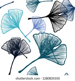 Dark Blue, Green vector seamless natural pattern with leaves. Creative illustration in blurred style with leaves. Texture for window blinds, curtains.