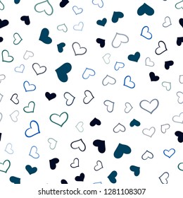 Dark Blue, Green vector seamless layout with sweet hearts. Glitter abstract illustration with colorful hearts in romantic style. Pattern for marriage gifts, congratulations.