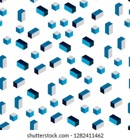Dark Blue, Green vector seamless, isometric layout with lines, rectangles. Illustration with set of colorful rectangles. Design for wallpaper, fabric makers.