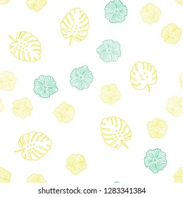 Dark Blue, Green vector seamless natural pattern with flowers, leaves. Glitter abstract illustration with leaves and flowers. Pattern for trendy fabric, wallpapers.