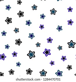 Dark Blue, Green vector seamless background with colored stars. Shining colored illustration with stars. Pattern for trendy fabric, wallpapers.