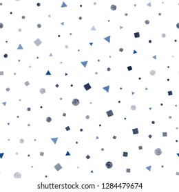 Dark Blue, Green vector seamless pattern with polygonal style with circles. Glitter abstract illustration with spheres, squares, lines. Design for textile, fabric, wallpapers.
