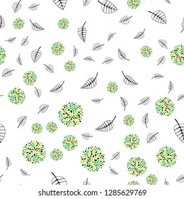 Dark Blue, Green vector seamless abstract design with leaves, flowers. Design in Indian style on white background. Pattern for trendy fabric, wallpapers.