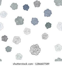 Dark Blue, Green vector seamless abstract pattern with flowers. Creative illustration in blurred style with flowers. Template for business cards, websites.