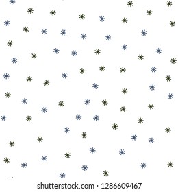 Dark Blue, Green vector seamless texture with colored snowflakes. Glitter abstract illustration with crystals of ice. Texture for window blinds, curtains.