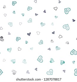 Dark Blue, Green vector seamless template with doodle hearts. Illustration with hearts in love concept for valentine's day. Pattern can be used for valentine's ad, booklets.