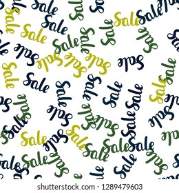 Dark Blue, Green vector seamless texture with selling prices 70, 90 %. Abstract illustration with colorful gradient symbols of sales. Backdrop for ads, leaflets of Black Friday.