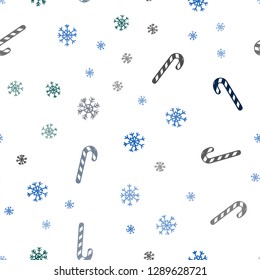 Dark Blue, Green vector seamless background with sweet xmas lollipops.