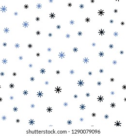 Dark Blue, Green vector seamless background with xmas snowflakes. Colorful decorative design in xmas style with snow. Pattern for design of fabric, wallpapers.