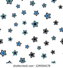 Dark Blue, Green vector seamless pattern with christmas stars. Modern geometrical abstract illustration with stars. Pattern for design of fabric, wallpapers.