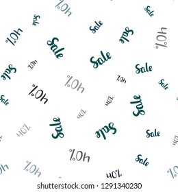 Dark Blue, Green vector seamless background with 40 % signs of sales. Illustration with signs of sales on abstract template. Backdrop for ads, leaflets of Black Friday.
