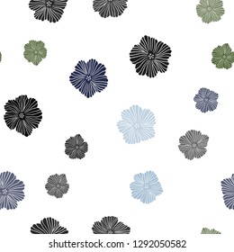 Dark Blue, Green vector seamless natural artwork with flowers. Flowers with gradient on white background. Design for wallpaper, fabric makers.