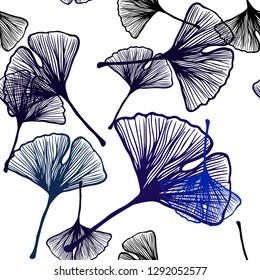Dark Blue, Green vector seamless doodle layout with leaves. Glitter abstract illustration with doodles and leaves. Pattern for design of fabric, wallpapers.
