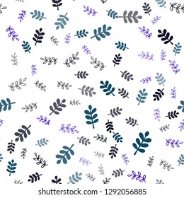 Dark Blue, Green vector seamless natural artwork with leaves, branches. Glitter abstract illustration with leaves and branches. Design for wallpaper, fabric makers.