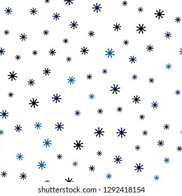 Dark Blue, Green vector seamless background with xmas snowflakes. Shining colorful illustration with snow in christmas style. Pattern for trendy fabric, wallpapers.