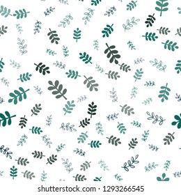 Dark Blue, Green vector seamless doodle background with leaves, branches. An elegant bright illustration with leaves and branches. Texture for window blinds, curtains.