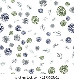 Dark Blue, Green vector seamless doodle background with leaves and flowers. Brand new colored illustration with leaves and flowers. Template for business cards, websites.