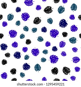 Dark Blue, Green vector seamless doodle texture with leaves. Colorful abstract illustration with leaves in doodle style. Template for business cards, websites.