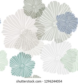 Dark Blue, Green vector seamless doodle background with flowers. Glitter abstract illustration with flowers. Template for business cards, websites.