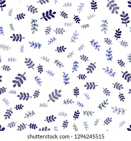Dark Blue, Green vector seamless natural backdrop with leaves, branches. Colorful illustration in doodle style with leaves, branches. Pattern for design of fabric, wallpapers.