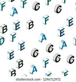 Dark Blue, Green vector seamless background with 3D signs of alphabet. Shining colorful 3D illustration with isolated letters. Template for business cards, websites.