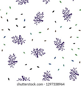 Dark Blue, Green vector seamless elegant wallpaper with leaves, branches. Shining colored illustration with leaves and branches. Pattern for trendy fabric, wallpapers.