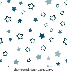 Dark Blue, Green vector seamless cover with small and big stars. Shining colored illustration with stars. Design for wallpaper, fabric makers.