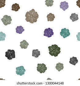 Dark Blue, Green vector seamless natural artwork with flowers. Colorful illustration in doodle style with flowers. Design for textile, fabric, wallpapers.