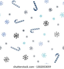 Dark Blue, Green vector seamless template with sweet christmas sticks.