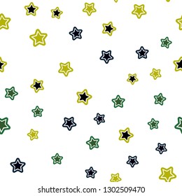 Dark Blue, Green vector seamless texture with beautiful stars. Blurred decorative design in simple style with stars. Design for textile, fabric, wallpapers.