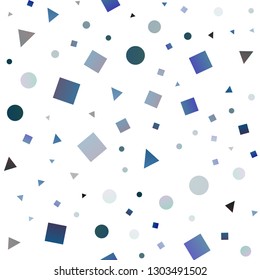 Dark Blue, Green vector seamless backdrop with lines, circles, rhombus. Glitter abstract illustration with spheres, squares, lines. Pattern for design of window blinds, curtains.