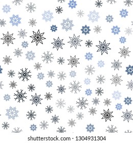 Dark Blue, Green vector seamless cover with beautiful snowflakes. Modern geometrical abstract illustration with crystals of ice. Pattern for design of window blinds, curtains.