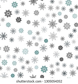 Dark Blue, Green vector seamless background with xmas snowflakes. Snow on blurred abstract background with gradient. Design for textile, fabric, wallpapers.